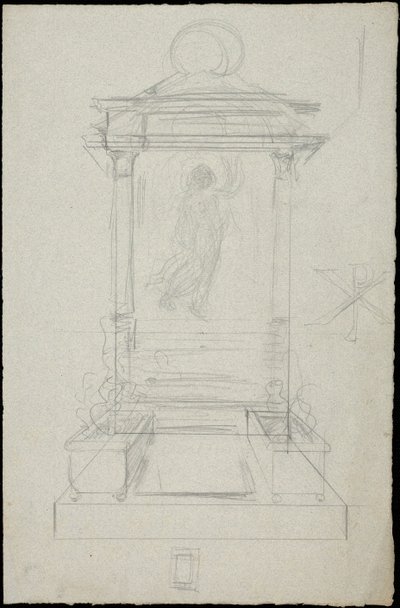 Sketch of Tomb for the Karakehia Family at Père Lachaise Cemetery in Paris by Adolphe Victor Geoffroy Dechaume